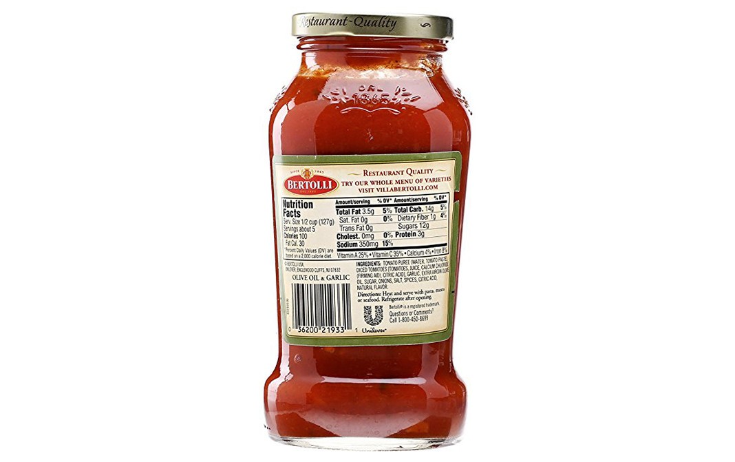 Bertolli Olive Oil & Garlic Sauce    Glass Jar  680 grams